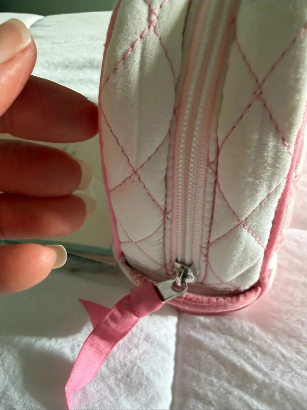 Quilted Ralph Lauren pink Cosmetic Bag with Monogram